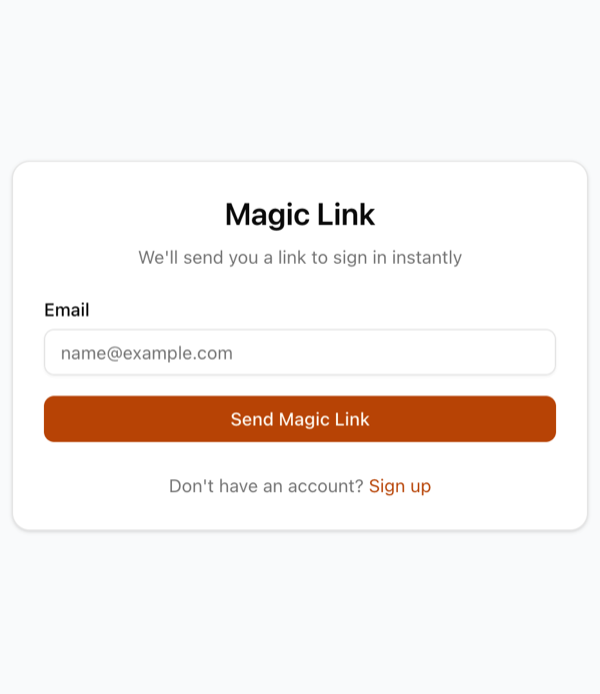 Magic link form asking only for an email address